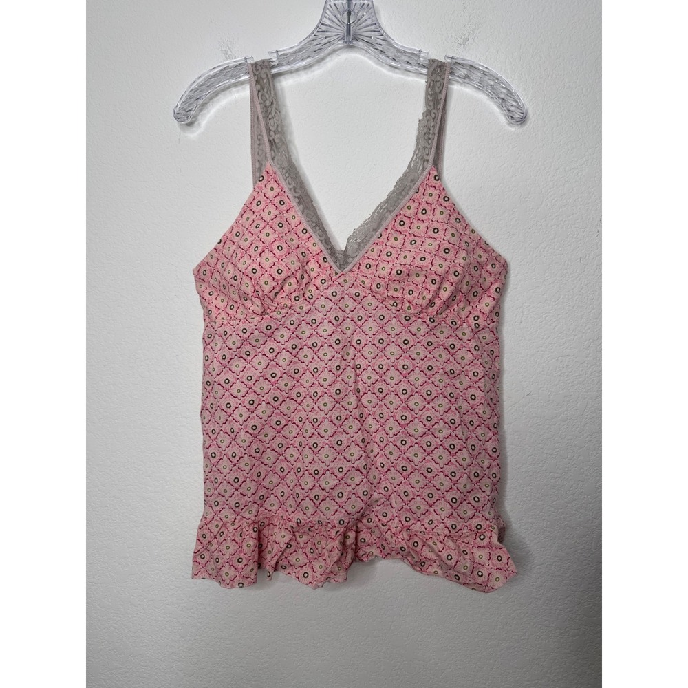 Lei Life Energy Intelligence Pink Floral Lace Trim Cami Top XXL Juniors Y2K